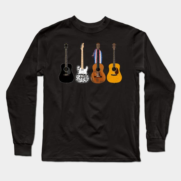 Iconic Country Guitars Long Sleeve T-Shirt by Daniel Cash Guitar